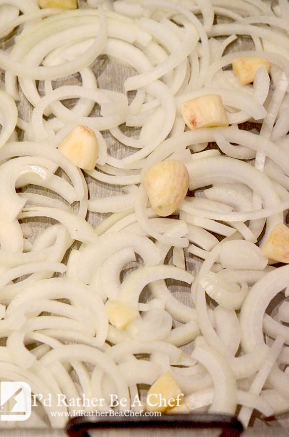 shredded chicken recipe onion and garlic base layer