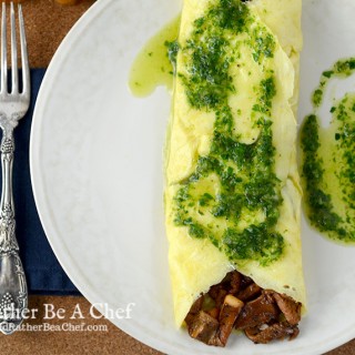 A wild mushroom omelette recipe that you'll go wild for! Topped with a fine herb sauce which pairs perfectly! So good you should make one now.