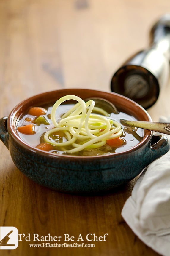 Add in some zoodles to this delicious homemade chicken soup recipe for a chicken zoodle soup!