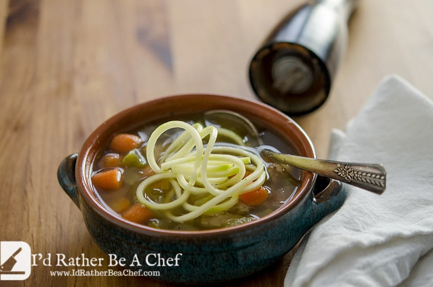 What an easy homemade chicken soup recipe... with Zoodles! This chicken soup has soul.