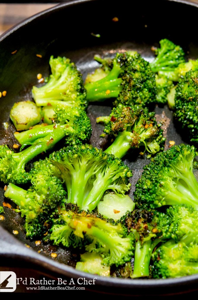You'll know when the Italian broccoli recipe is done cooking- the broccoli will have a light caramelization on it and still have lots of body. No soggy broccoli!