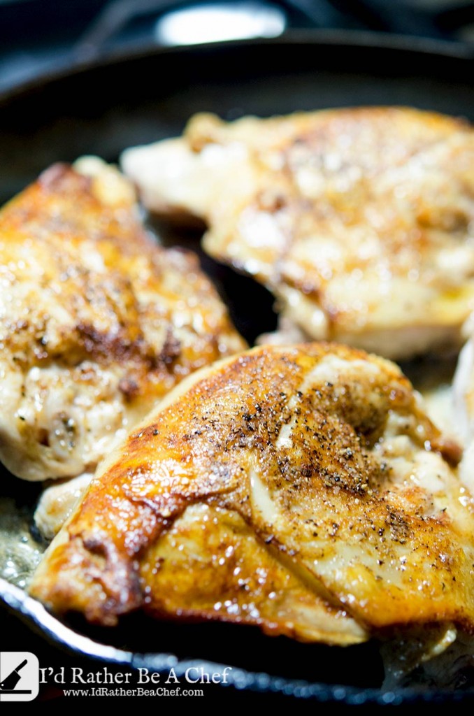 Browning the chicken builds a lot of flavor in this lemon artichoke chicken casserole.
