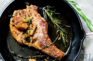 Juicy and delicious pan seared pork chops are ready for the table in under 20 minutes. Invite your friends because this is a winner.