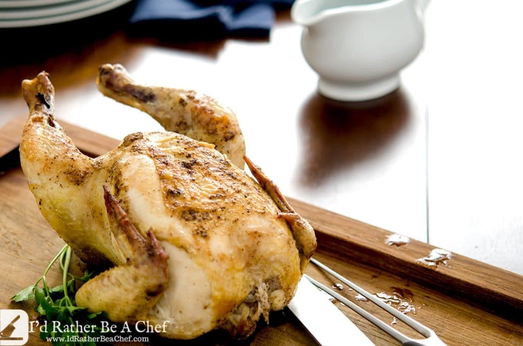 The perfect roast chicken only needs three ingredients: chicken, duck fat and seasoning. Nothing else. Ready in under an hour and perfect every time.