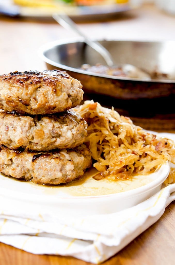 Go ahead and make some yummy sauerkraut to pair with these deliciously seared pork burgers.