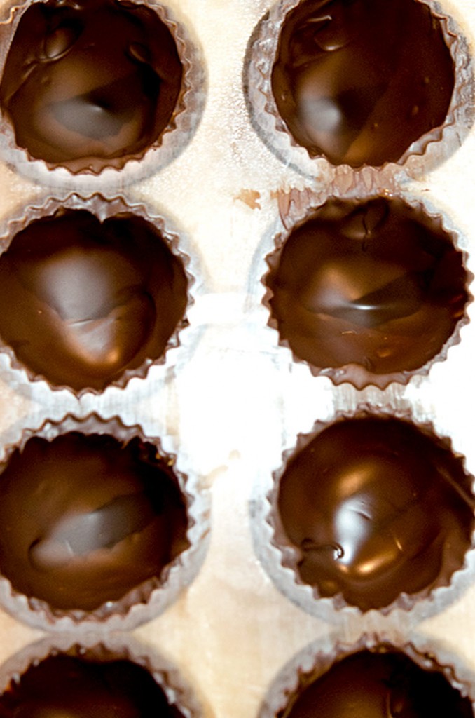 Homemade peanut butter cups get formed in a candy mold that is chilled in the freezer first. Fill with your favorite almond butter or cashew butter too!
