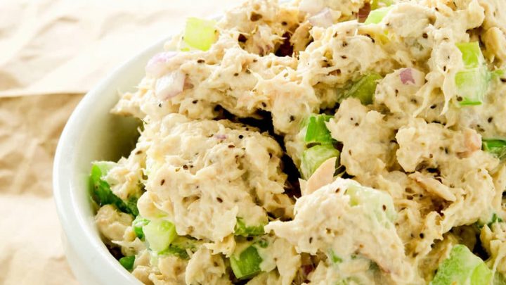 This delicious low carb tuna salad is made with the freshest of ingredients. Celery, shallots, lemon juice, mayo and spice!