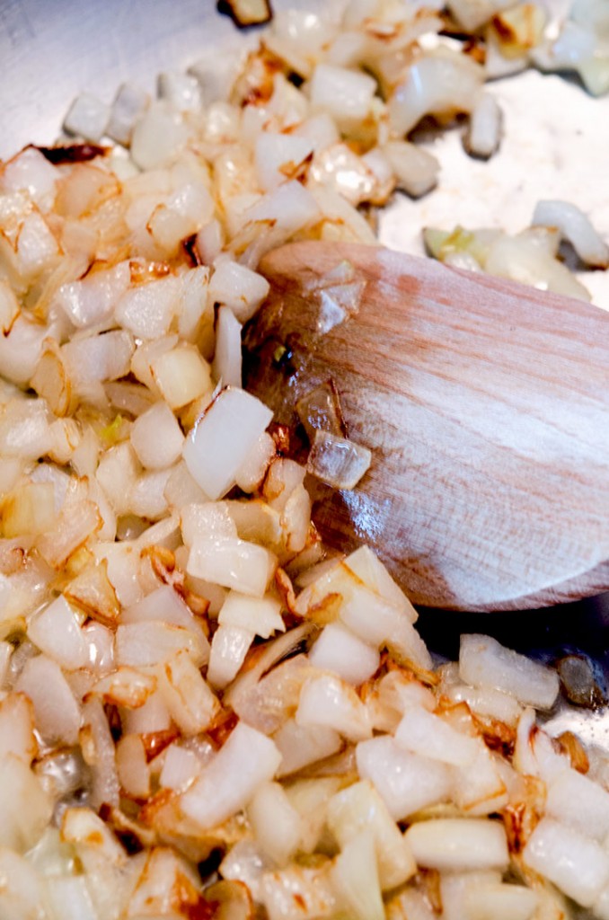 When I cook this recipe, I like to really sear the onions when they hit the pan over high heat. I like the flavor it gives to the sauerkraut recipe.