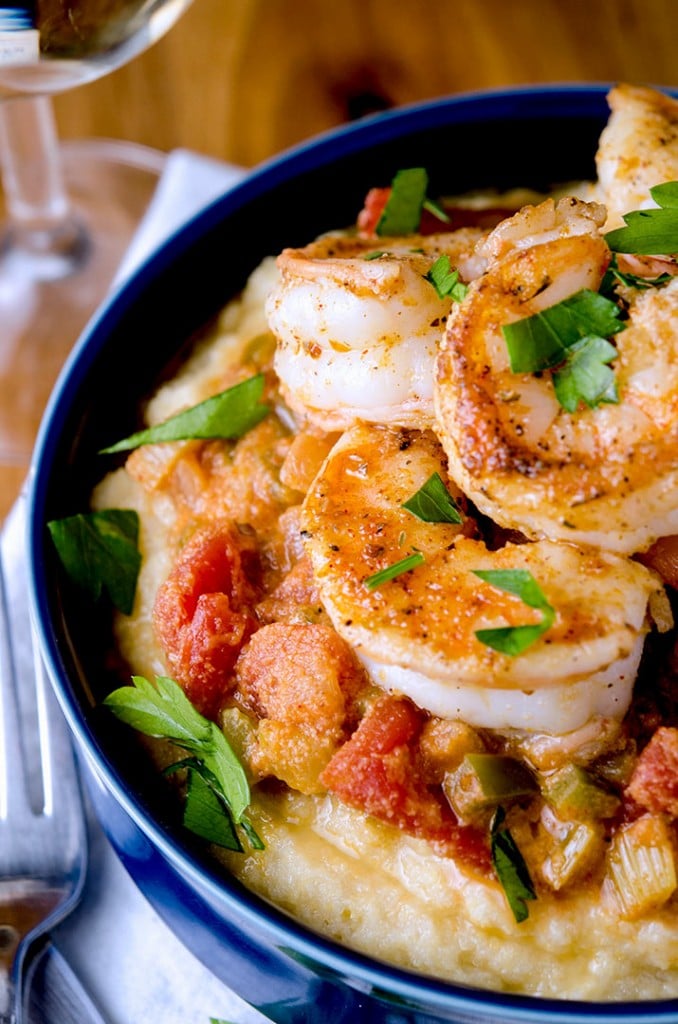 With a touch of spice, this shrimp creole dish is so very nice. Perfectly balanced with creamy polenta.