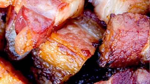 When you slow cook the lardon, the fat renders leaving delicious, crisp yet tender bacon bites.