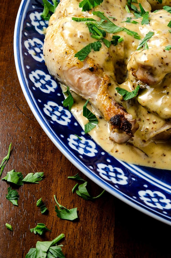 Oven baked chicken legs with mustard cream sauce taste so darn good that you can't eat just one!