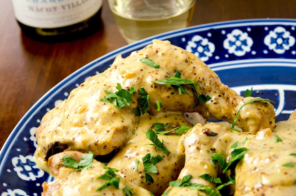 Mmm... I love this recipe so much. It's easy to make oven baked chicken legs and the creamy mustard sauce just kicks it up a notch!