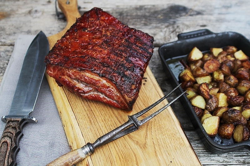 This is a bbq pork belly ready for your table in our pork belly recipes roundup.