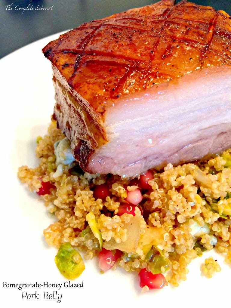 The perfect pomegranate honey glazed pork belly to add to the pork belly recipes roundup.