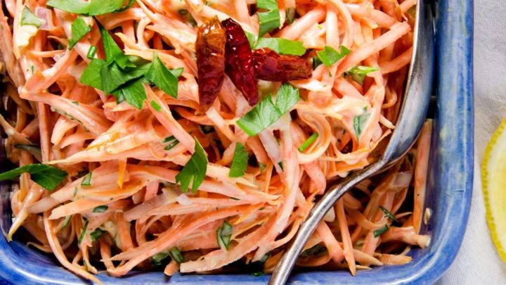 A deliciously spicy summer Carrot Salad Recipe.