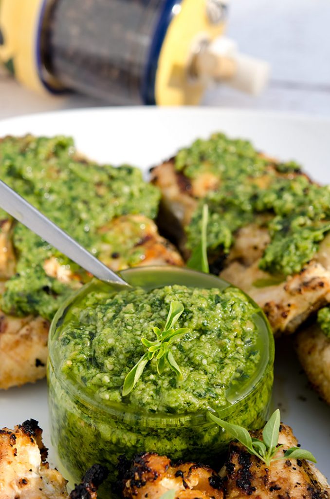 You can use this delightful basil pesto recipe on top of chicken, pork, shrimp or fish. The flavor is incredible!