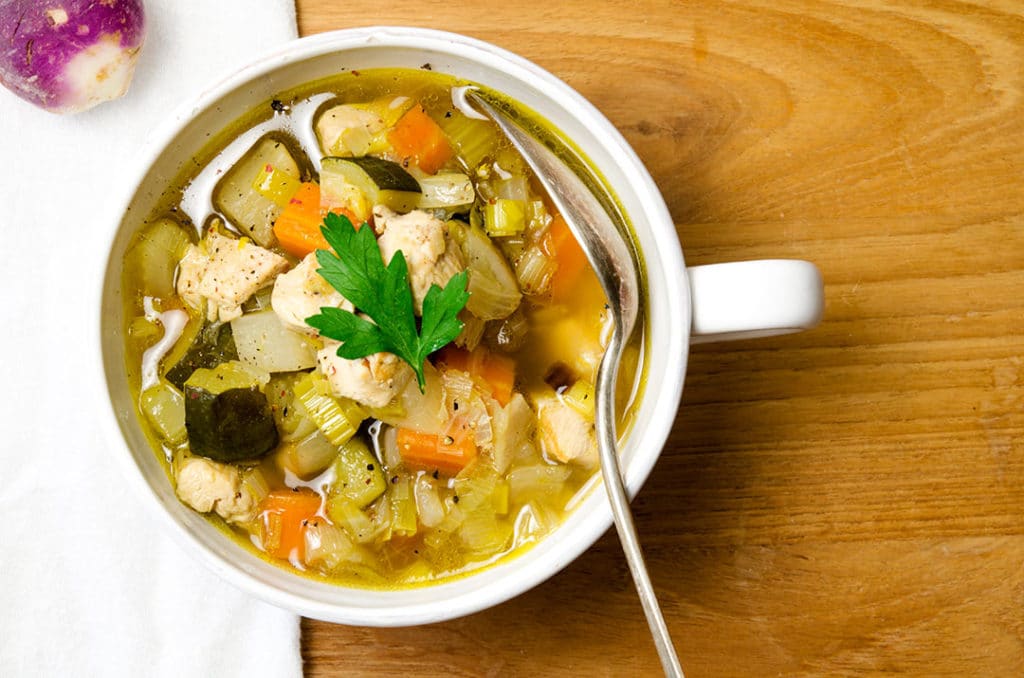 My chicken vegetable soup recipe is really chunky. Each bowl is like a meal. Delicious every time.
