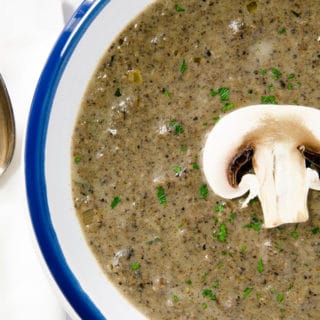A perfect balance of body and flavor make this cream of mushroom soup inviting and interesting to eat.