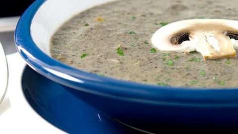 Just a touch of sour cream makes this cream of mushroom soup perfect for a cool autumn day.