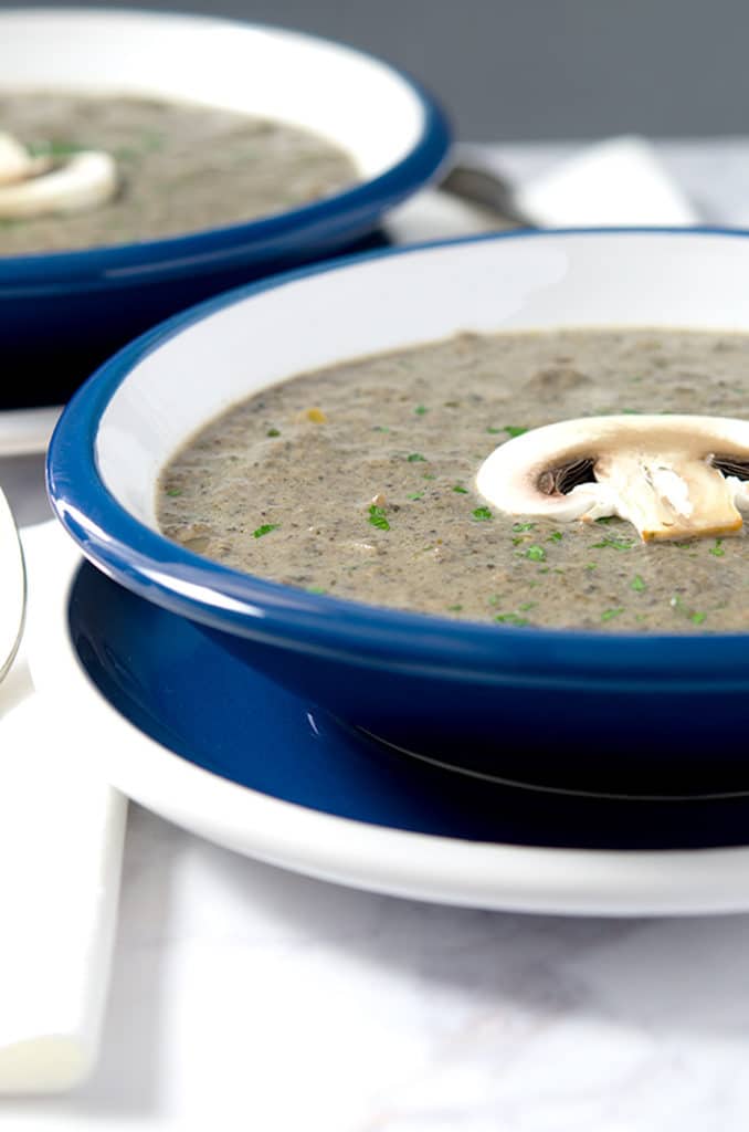 Just a touch of sour cream makes this cream of mushroom soup perfect for a cool autumn day.