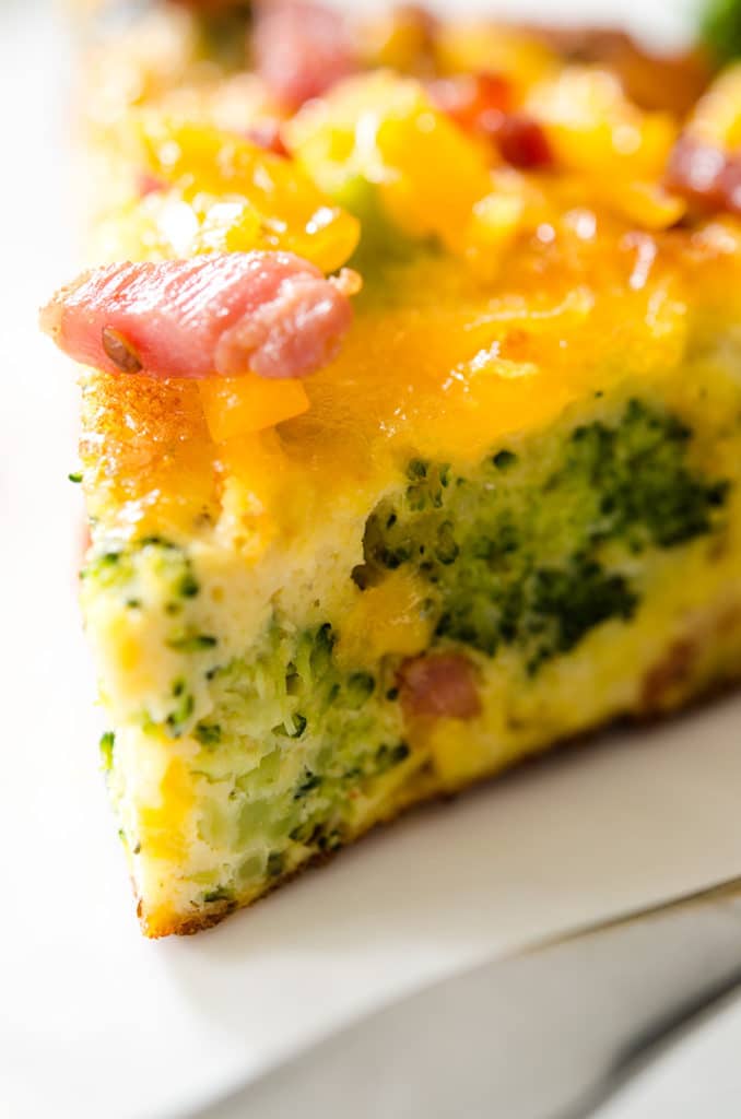 Remove from the oven and slice into the most delicious egg frittata ever. Super yummy.