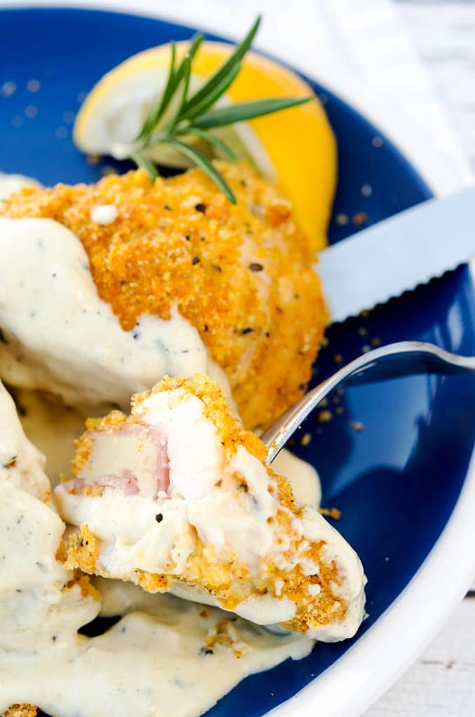 Now you're ready to take your first delicious bite of this creamy, crunchy chicken cordon bleu. Enjoy!
