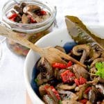 I have to admit that I ate quite a few of these marinated mushrooms during the photo shoot. They are a little addictive.
