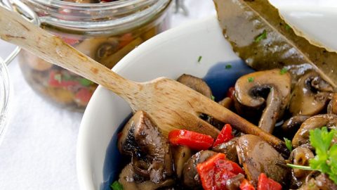 I have to admit that I ate quite a few of these marinated mushrooms during the photo shoot. They are a little addictive.