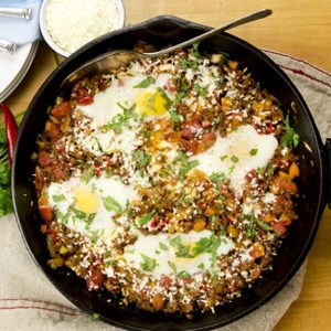 spicy chorizo egg skillet