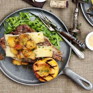 grilled pork chops with peaches