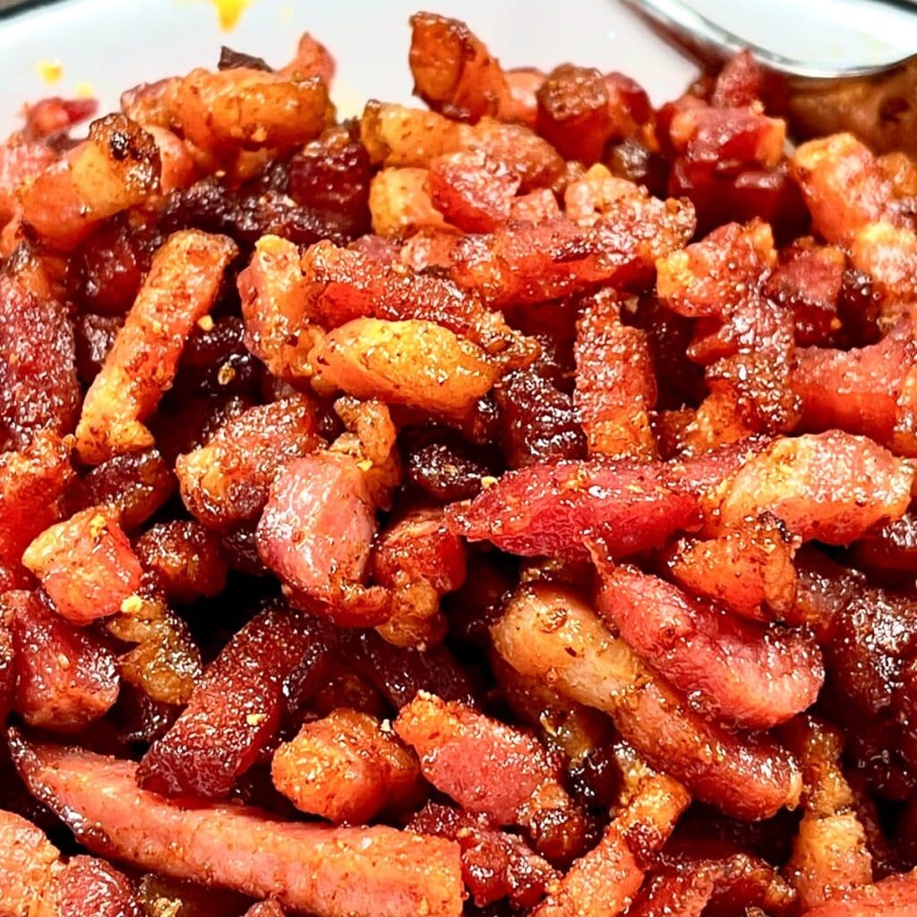 Close up of homemade bacon bits