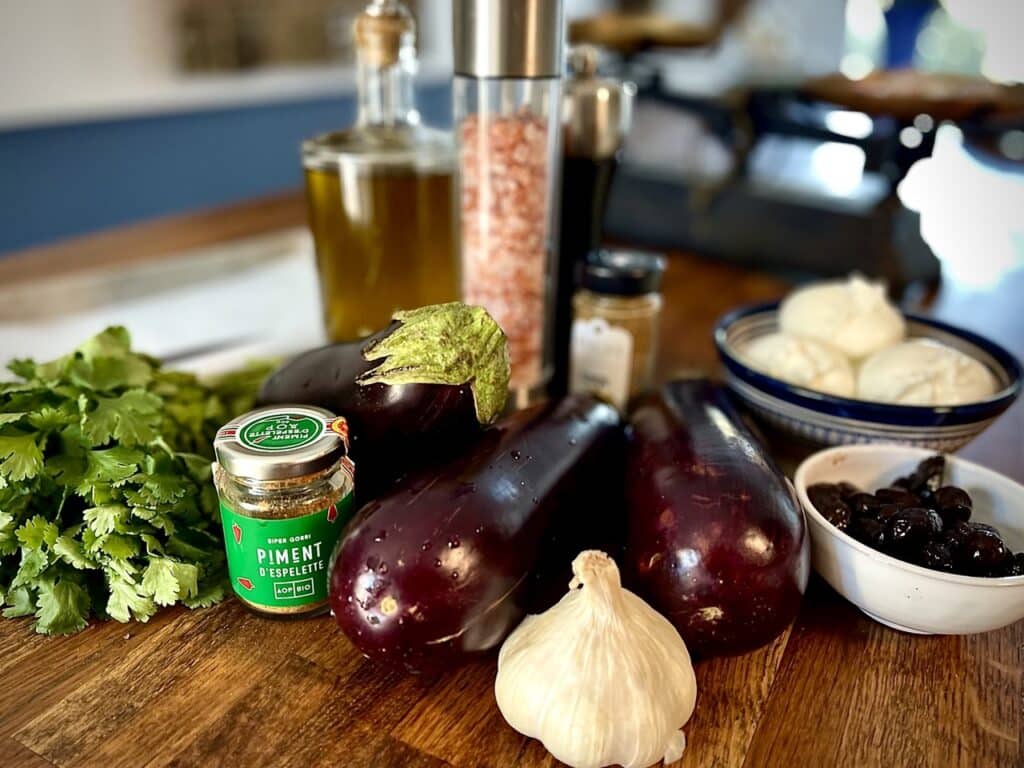 Ingredients needed to make the eggplant appetizer