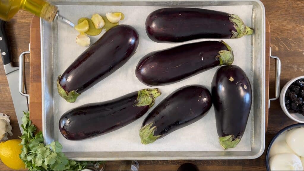 Getting eggplant ready to roast
