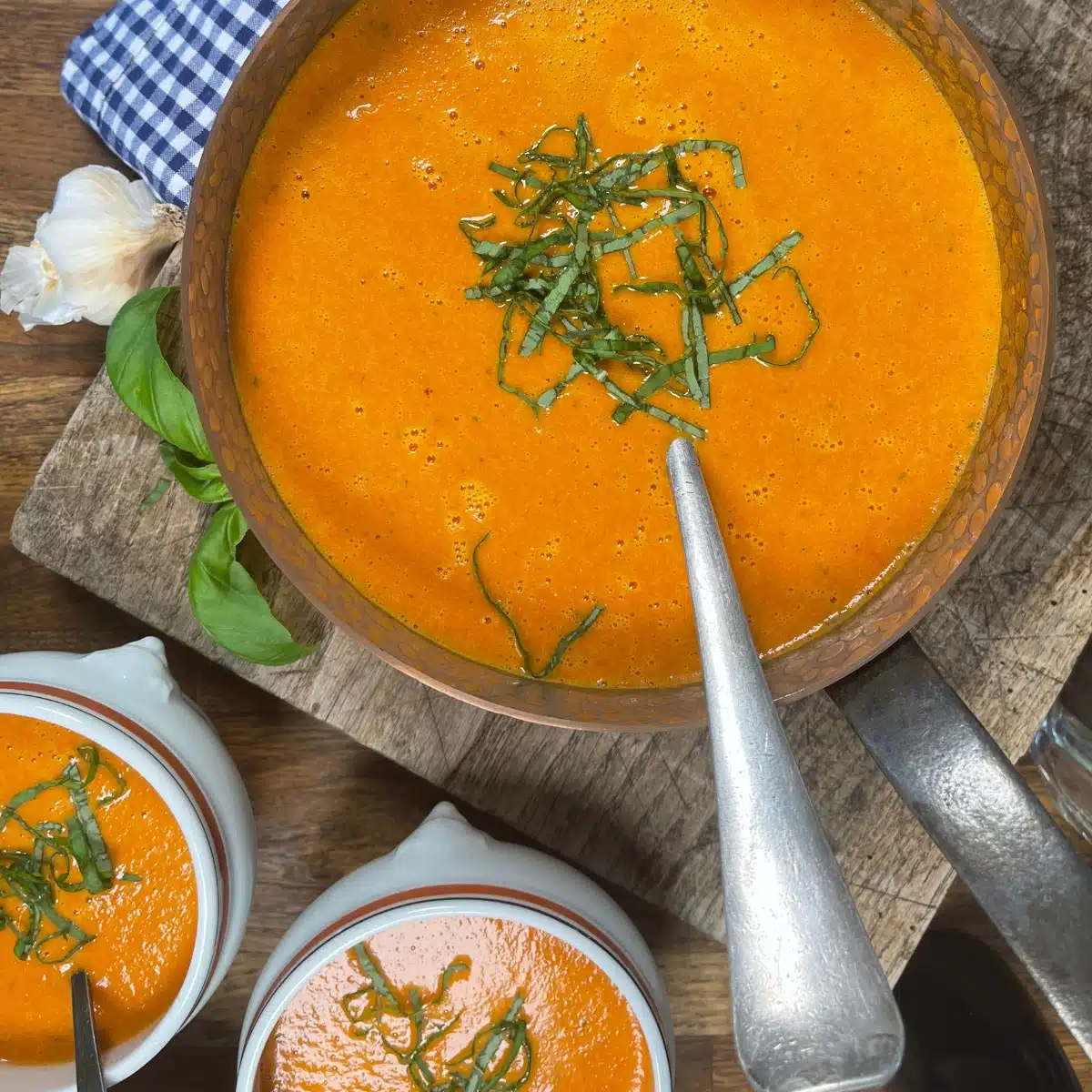 Roasted red pepper soup with fresh herbs