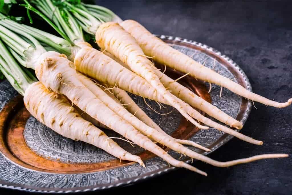 Platter of fresh parsnips