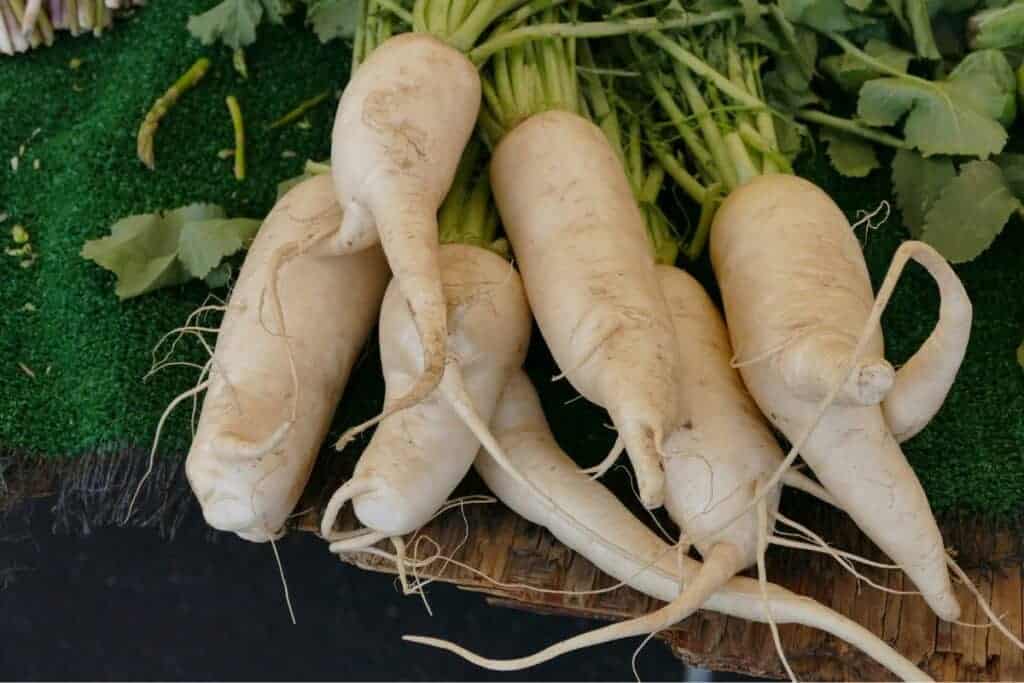 Parsnips on a cutting board