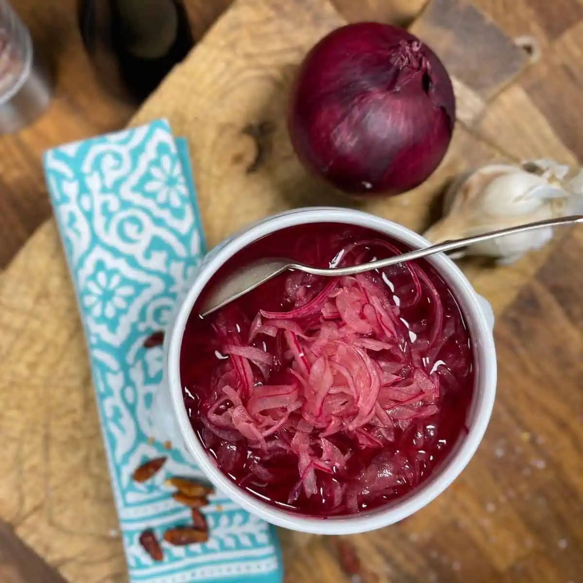 Pickled red onions in bowl featured image