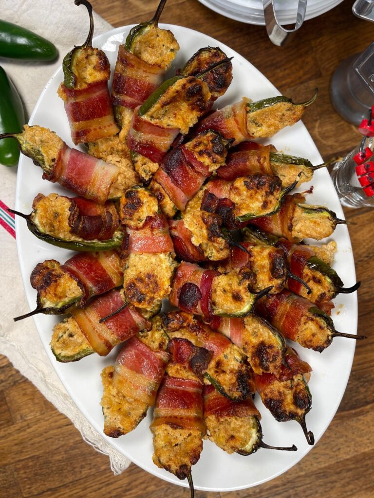 Plateful of bacon wrapped jalapeño poppers 2