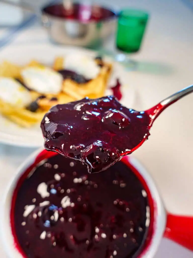 Blueberry fruit compote in a bowl