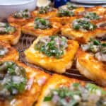 Keto lemon and herb sauce applied to fried halloumi