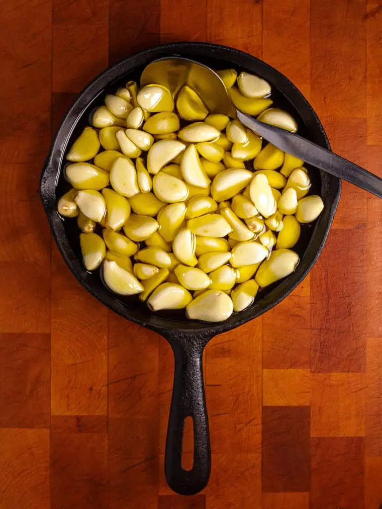 Ingredients being cooked for low carb roasted garlic