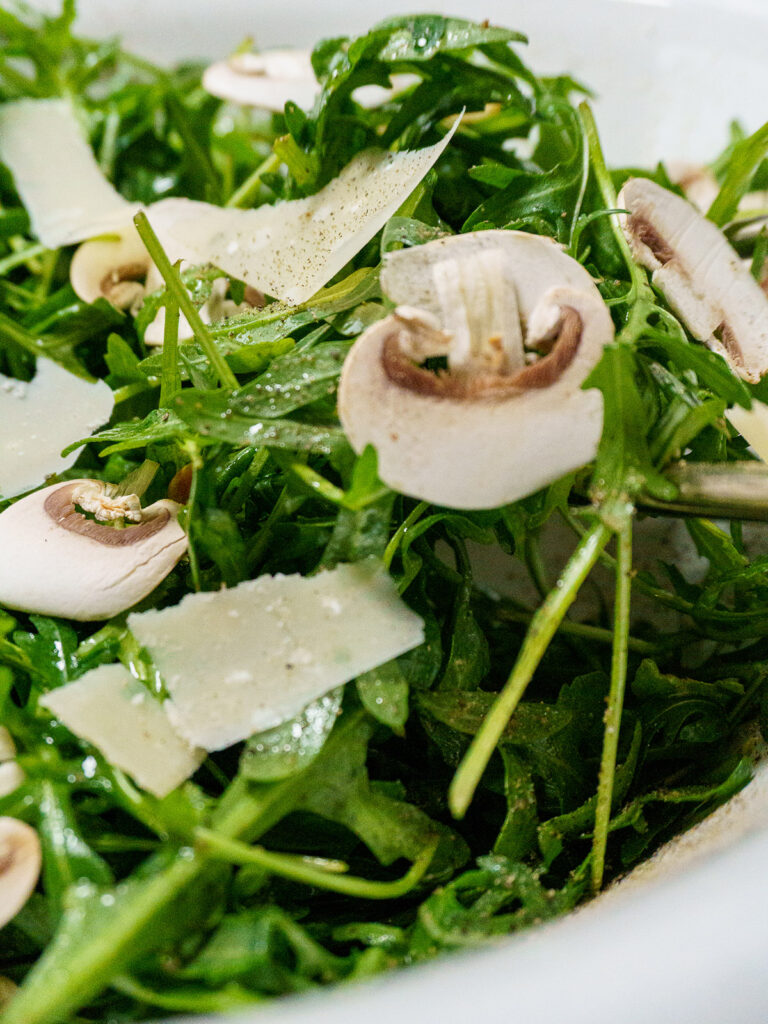 Arugula mushroom salad process image